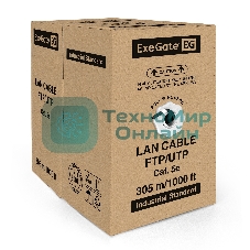 Кабель ExeGate UTP 4 пары кат.5e CCA, 24AWG, внешн., без троса, бухта 305м, черный, PE