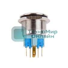 Кнопка антивандальная Rexant Ø22 12В Б/Фикс (5с) (ON)-OFF/(OFF)-ON подсв/красная