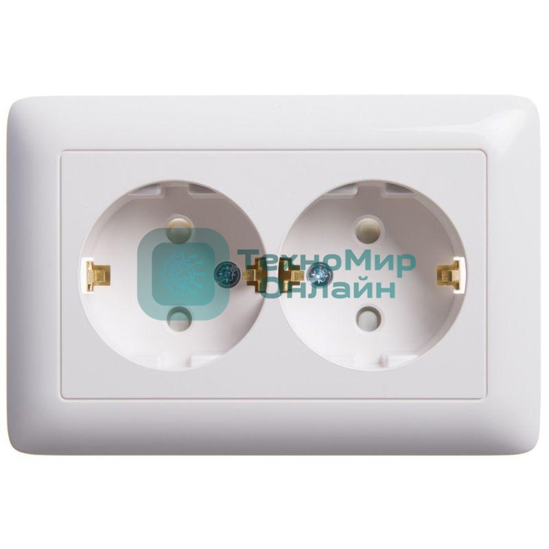 Розетка 2-м СП Хит 16А защ. шторки с заземл. бел. SchE RS16-231-B