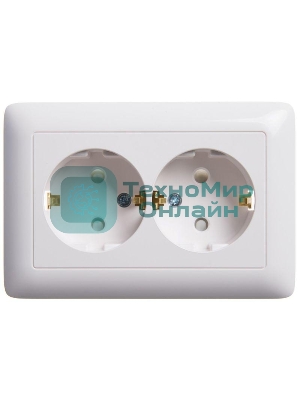 Розетка 2-м СП Хит 16А защ. шторки с заземл. бел. SchE RS16-231-B