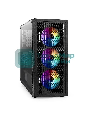 Компьютерный корпус Miditower ExeGate EVO-5001A-600NPX (ATX, БП 600NPX с вент. 12 см, 2хUSB+1хUSB 3.0+HD Audio, черный, 3 вент.12см с RGb подсветкой, боковая панель - закаленное стекло)