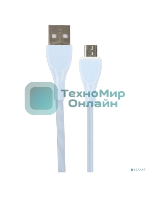 Кабель PERFEO USB A вилка - Micro USB вилка, 2.4A, голубой, силикон, 1 м., ULTRA SOFT (U4022)