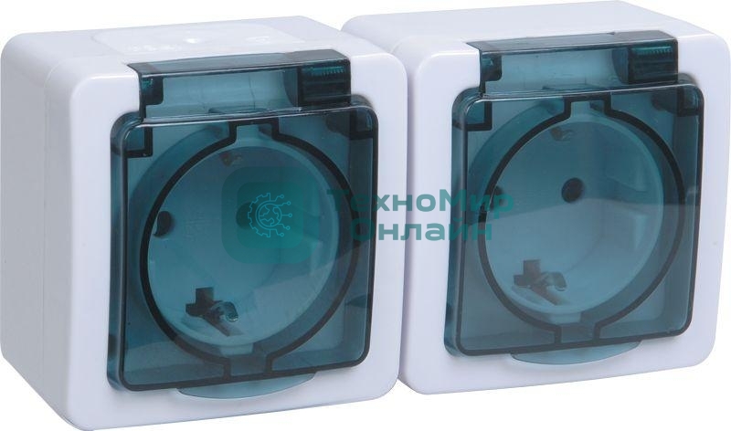 Розетка 2-м ОП Гермес Plus РСб22-3-ГПБд с защ. крышкой с заземл. IP54 (цвет крышки дымчатый) IEK ERMP22-K03-16-54-EC