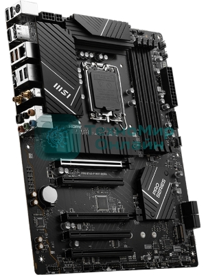 Материнская плата MSI PRO B760-P WIFI DDR4, LGA 1700, Intel B760, 4xDDR4, 4xSATA, 2xM.2, 1xPCIe 4.0 x16, 1xPCIe 4.0 x4, 3xPCIe 3.0 x1, 1xHDMI, 1xDP, 1xRJ45 2.5Gb, Wi-Fi 6E, Bluetooth 5.3, 1xUSB-C 3.2 Gen 2, 2xUSB-A 3.2 Gen 2, 4xUSB-A 2.0, 5x3.5мм, TOSLINK, 7.1, Standard-ATX