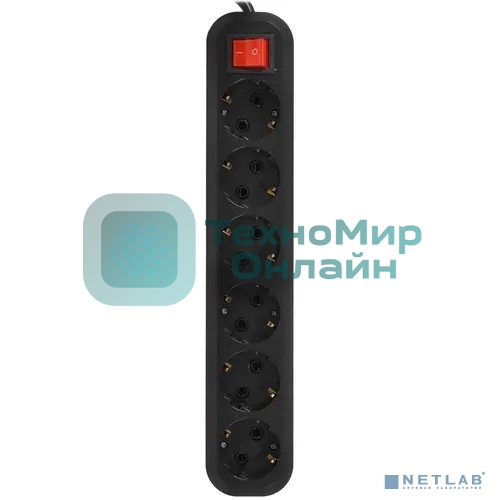 Сетевой фильтр 5bites SP6B-350 6S, 3*1.5MM2, 16A, ABS, 5M, BLACK