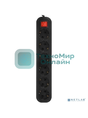 Сетевой фильтр 5bites SP6B-350 6S, 3*1.5MM2, 16A, ABS, 5M, BLACK