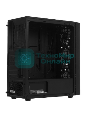 Компьютерный корпус Miditower ExeGate EVO-8243-EVO800 (ATX, БП EVO800RGb с вент. 12 см, 2хUSB+1хUSB 3.0, черный, 3 вент. с RGb подсветкой, боковая панель - закаленное стекло)
