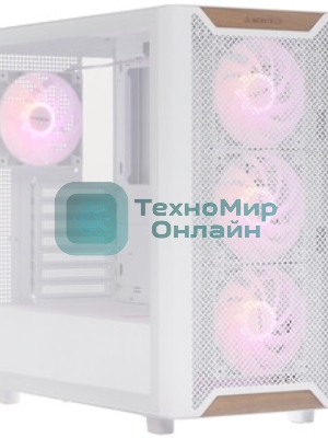Компьютерный корпус Montech XR Wood белый без БП ATX 3x120мм 2xUSB3.0 audio bott PSU