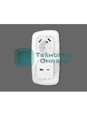 Лицевая панель OMEGA (Белый матовый) для розетки 2USB A+C QUANT OP1310