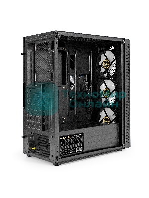 Компьютерный корпус Miditower ExeGate EVO-5001A-600NPX (ATX, БП 600NPX с вент. 12 см, 2хUSB+1хUSB 3.0+HD Audio, черный, 3 вент.12см с RGb подсветкой, боковая панель - закаленное стекло)