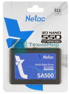 Накопитель SSD Netac SA500, 512Gb, SATA III, 2.5