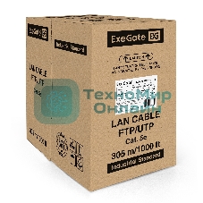 Кабель ExeGate UTP 4 пары кат.5e медь, 25AWG, бухта 305м, серый, PVC