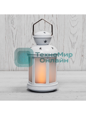 Декоративный фонарь Neon-night 12х12х20,6 см, белый корпус, теплый белый цвет свечения с эффектом пламени свечи Neon-night