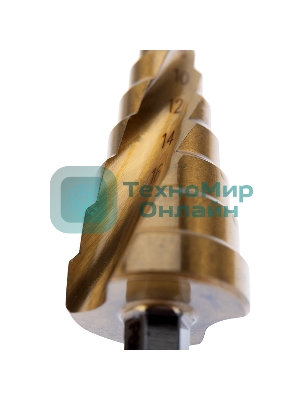 Сверло по металлу ступенчатое Kranz ТИТАН 4,0-20,0 мм 76 мм 65 HRC Р6М5 TiN