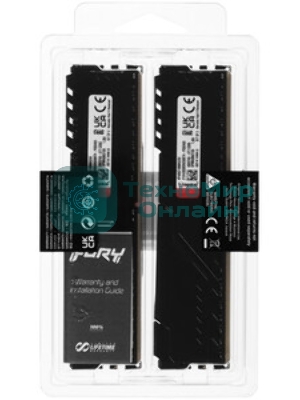 Оперативная память Kingston Fury Beast, DDR4, 32GB (1x32GB), 3200MHz, CL16, DIMM, с радиатором, RGB, черный