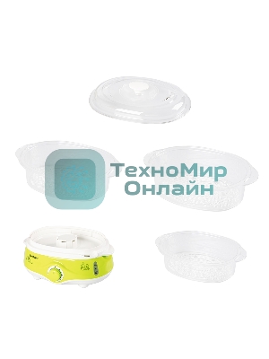 Пароварка электрическая Endever Vita-171, белый/зеленый, мощность 1000 Вт, объем 11 л