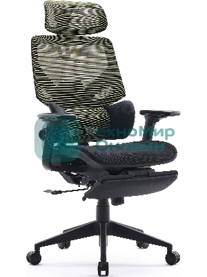 Кресло Cactus CS-CHR-MC01-LGNBK салатовый, сетка, подголовник, подставка для ног