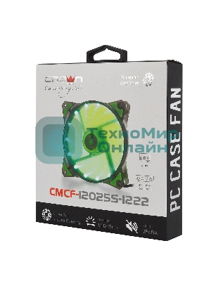 Вентилятор для корпуса Crown CMCF-12025S-1222 черный/зеленый, 120 мм, 1650 об/мин, 28 дБ, 3 pin