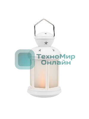 Декоративный фонарь Neon-night 12х12х20,6 см, белый корпус, теплый белый цвет свечения с эффектом пламени свечи Neon-night