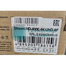 (Из ремонта, рабочий, гарантия 7 дней, потертости) Веб-камера ExeGate Stream HD-4000 3840x2160, 30 кадр/с, USB Type-A, микрофон (2 шт, шумоподавление), автоматическая фокусировка, шторка приватности, универсальное крепление