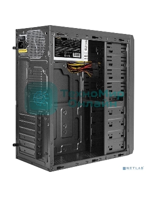 Компьютерный корпус Miditower ExeGate UN-605B-UNS450 (ATX, БП UNS450 с вент. 12см, 2*USB, аудио, блокировка, черный)