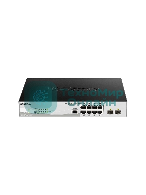Коммутатор управляемый D-Link DGS-1210-10P/ME 2 уровня с 8 портами 10/100/1000Base-T с поддержкой PoE и 2 портами 1000Base-X SFP