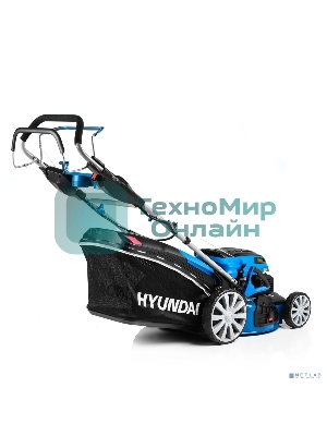 Бензиновая газонокосилка Hyundai L 4610SE самоходная, электрозапуск, двигатель Hyundai ICV145,4-х такт, 3.5 л.с./145 см3, Ширина среза 45,7 см, Высота среза 25-75 мм, 35 кг