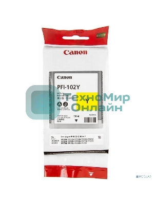 Картридж струйный Canon PFI-102Y (0898B001) желтый, 130 мл., для imagePROGRAF iPF605, iPF610., iPF650, iPF655, iPF710, iPF750, iPF755, LP17, iPF510
