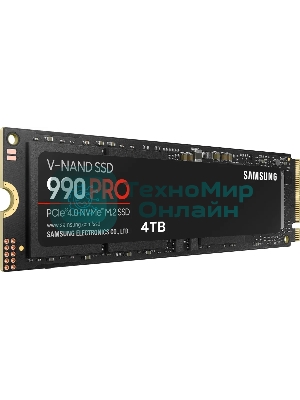 Накопитель SSD Samsung 990 PRO, 4Tb, PCIe 4.0 x4, M.2 2280, NVMe, R/W 7450/6900