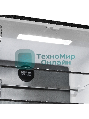 Холодильник Maunfeld MFF183NFBE черный трехкамерный 270/135л морозилка снизу, NoFrost, Side by Side