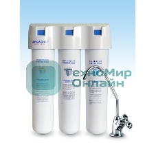 Водоочиститель АКВАФОР КРИСТАЛЛ (тройка+кран) Водоочиститель АКВАФОР Кристалл для мягкой воды предназначен для очистки воды от хлора, органических соединений и других примесей. Также данный фильтр обеззараживает воду. Ресурс 8000л.