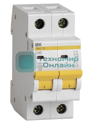 Выключатель автоматический модульный 2п C 40А 4.5кА ВА47-29 IEK MVA20-2-040-C