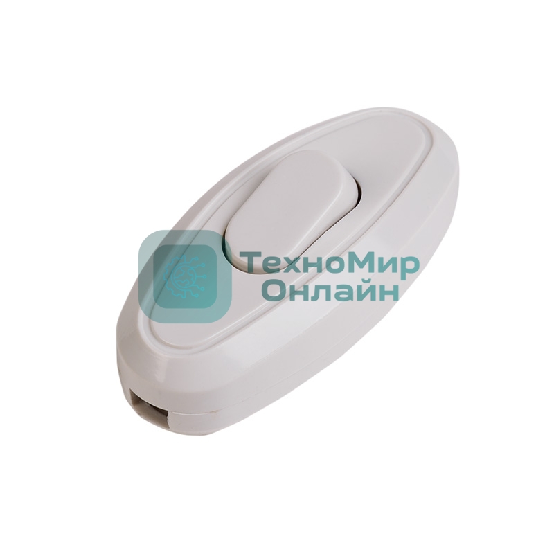 Выключатель кнопочный Rexant 250V 6А ON-OFF белый на электропровод (для настольной лампы/для бра)