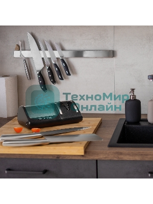 Электрическая точилка для ножей LINE GL 2442, черный/серебро мощность 18 Вт, идеальная заточка любых ножей: металлических, кухонных, керамических, спортивных, складных. Отличный результат в домашних условиях, время заточки 1 минута. Точильные элементы с алмазным покрытием, 2 этапа обработки лезвий ножей, съемный точильный блок, 220-240 В, 50 Г