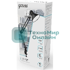 Светильник Gauss GT0012 настольный на струбцине E27 черный 60Вт