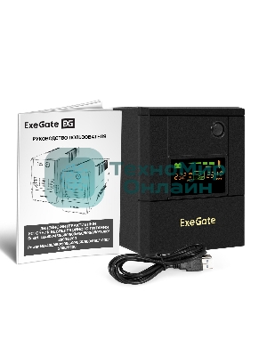 Источник бесперебойного питания ExeGate Smart LB-2000.LCD.AVR.8C13.USB (2000VA/1200W, цветной LCD, AVR, 8*C13, USB, батарея 12V 9Ah - 2 шт., металлический корпус, Black)