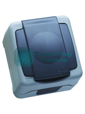 Розетка 1-м Makel ОП 16А IP44 с заземл. с крышкой сер.