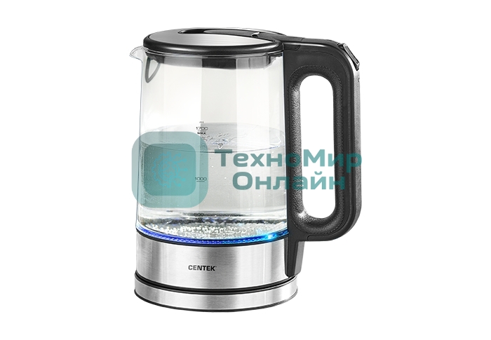 Чайник электрический Centek CT-0032 стекло 1.7л, 2200Вт, Внутр.LED подсветка, Быстрое кипячение, Фил