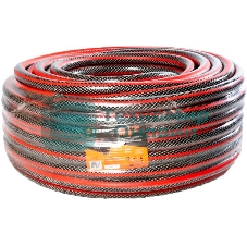 Шланг поливочный ПВХ усиленный премиум пищевой трехслойн. армир. 3/4 50м черный/красный Вихрь 73/7/2/8