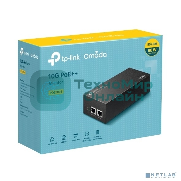 Инжектор PoE++ TP-Link POE380S 10 Гбит/с Omada