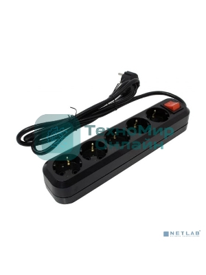 Сетевой фильтр 5bites SP5B-318 5S, 3x1.5 мм2, 16A, ABS, 1.8 м, черный