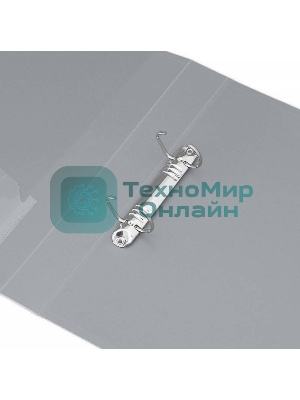 Папка на 2-х D-кольцах Бюрократ -0840/2DGREY A4 пластик 0.8мм кор.40мм внут.и торц.карм серый