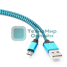 Кабель Gembird USB 2.0 Cablexpert AM/microBM 5P, 1м, нейлоновая оплетка, алюминиевые разъемы, синий, пакет