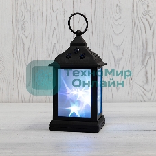 Декоративный фонарь Neon-night 11х11х22,5 см, черный корпус, цвет свечения RGb с эффектом мерцания