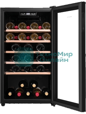 Винный шкаф Maunfeld MFWC-124S56 черный, 124 л, 1 отсек, 56 бут., класс G