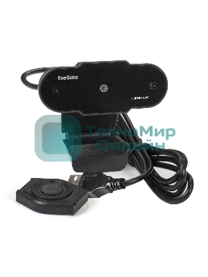 Веб-камера ExeGate BlackView C615 1920x1080, 30 кадр/с, USB Type-A, микрофон (шумоподавление), шторка приватности, универсальное крепление, штатив в комплекте