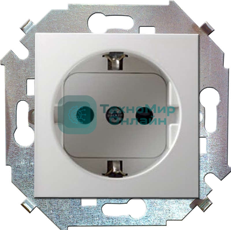 Механизм розетки 1-м СП Simon15 защ. шторки с заземл. белый Simon 1591443-030