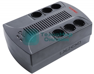 Источник бесперебойного питания линейно-интерактивный ДКС серии Info PDU, 800 ВА/480 Вт, 1/1, 6xSchuko, USB для зарядки (2), USB + RJ11, 1x8Aч