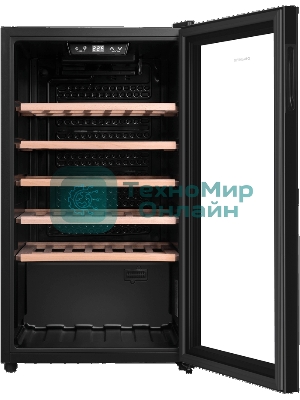 Винный шкаф Maunfeld MFWC-124S56 черный, 124 л, 1 отсек, 56 бут., класс G