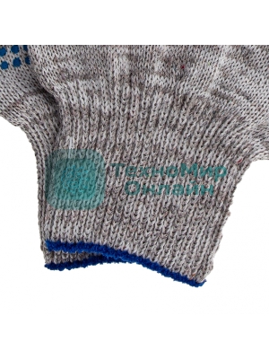 Перчатки трикотажные, с ПВХ точкой, серый меланж, 10 класс Россия